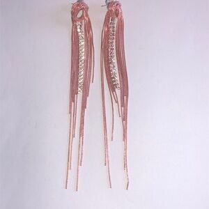 Elegant Rose Gold Tone Boho Tassel Earrings